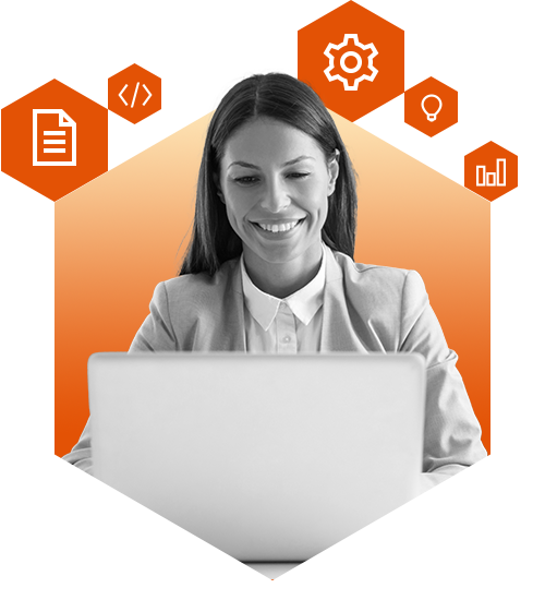 person inside hexagon
